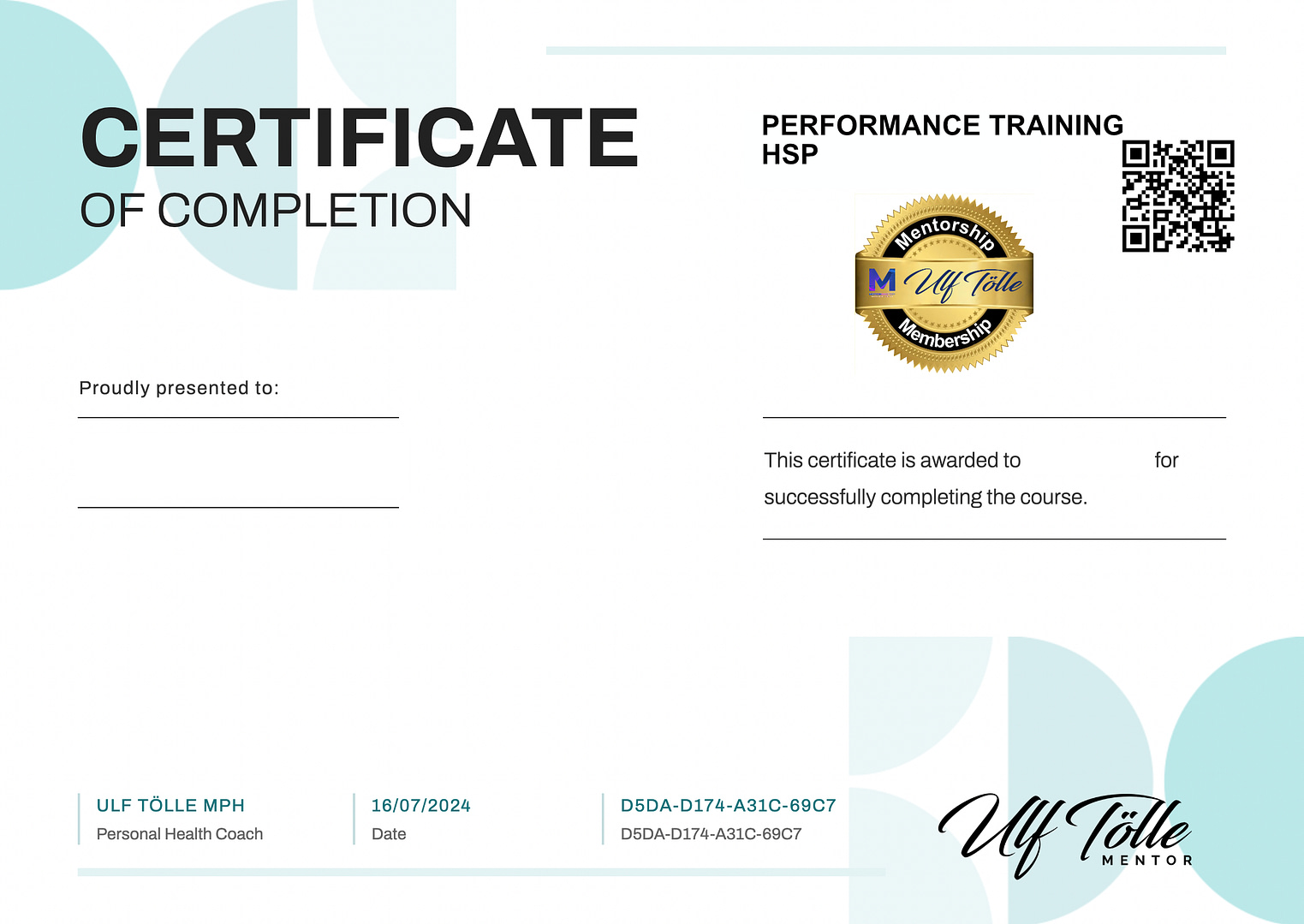 Certificate-HSP-QR-Code-etc