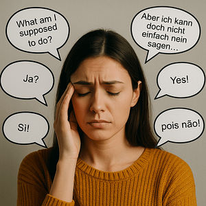 Frau erlebt innere Überforderung und mentalen Druck – Darstellung einer Überlastung des Nervensystems bei hochsensiblen Menschen